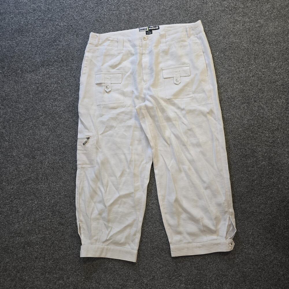 Jamie Sadock Pants Womens Size 10 White Tapered Capri Golf Pockets Casual Preppy